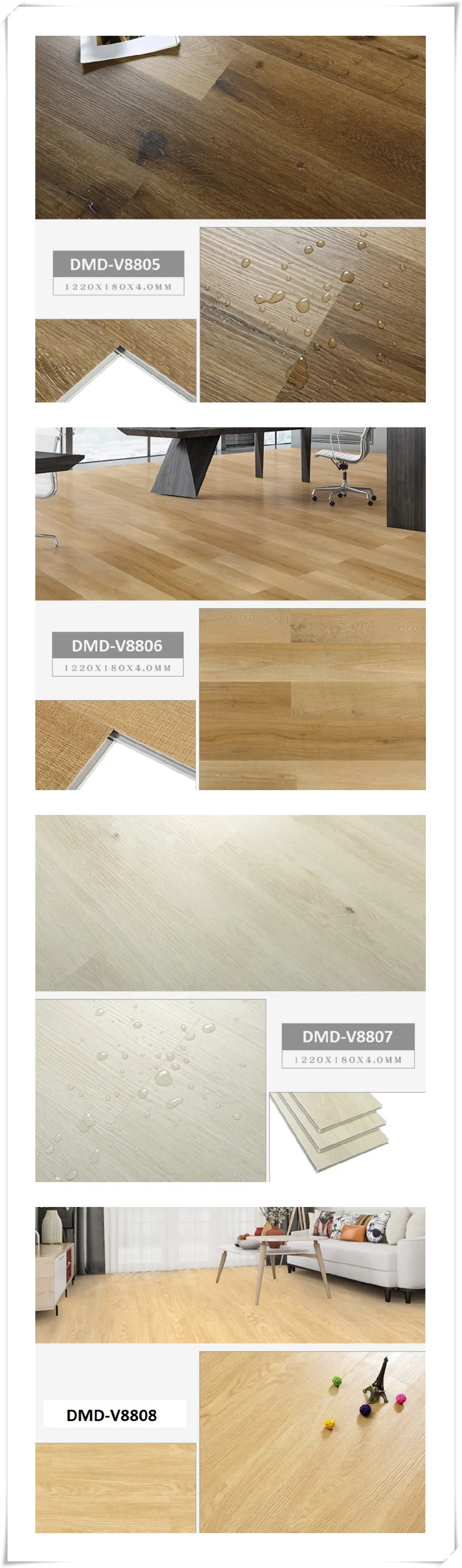 Waterproof Laminate Wooden Plastic PVC Lvt Spc Click Vinyl Flooring